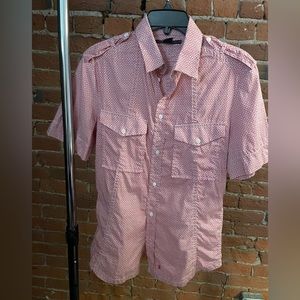 French Connection fitted button down shirt red and white